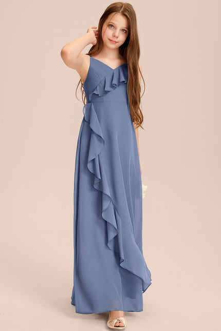 Robe Cérémonie Mousseline Bleu Pastel - gallery 2