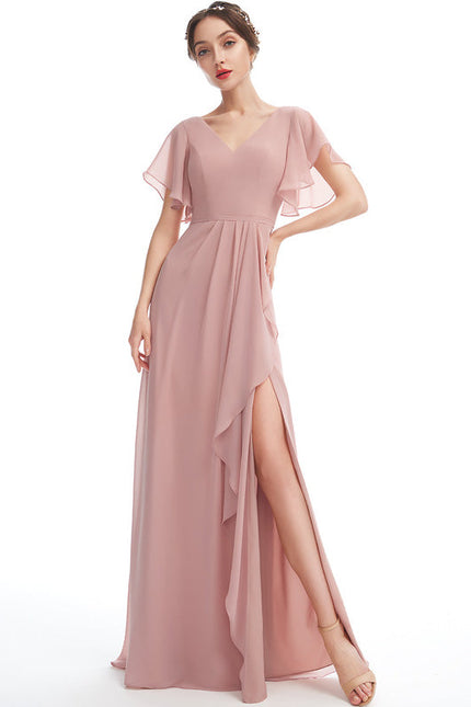 Robe Cérémonie Longue Volants Rose - gallery 1