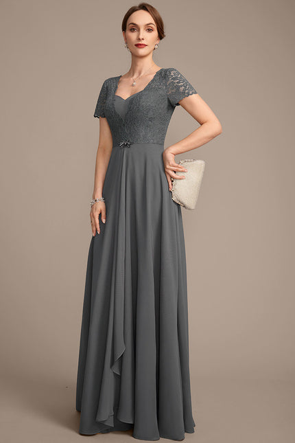 Robe Cérémonie Longue Grise Dentelle - gallery 4