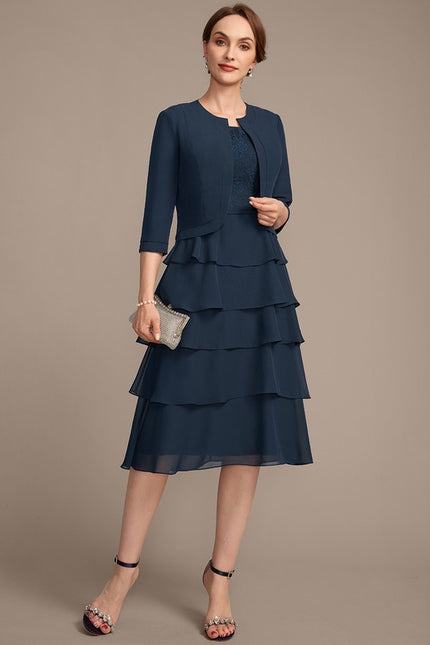 Robe Ceremonie Grande Taille Bleu Marine - gallery 3