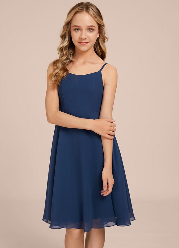 Robe Cérémonie Mousseline Marine Ajustée - gallery 5