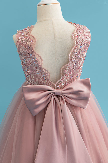 Robe Cérémonie Tulle Rose Poudré - gallery 7