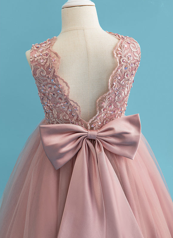 Robe Cérémonie Tulle Rose Poudré - gallery 7