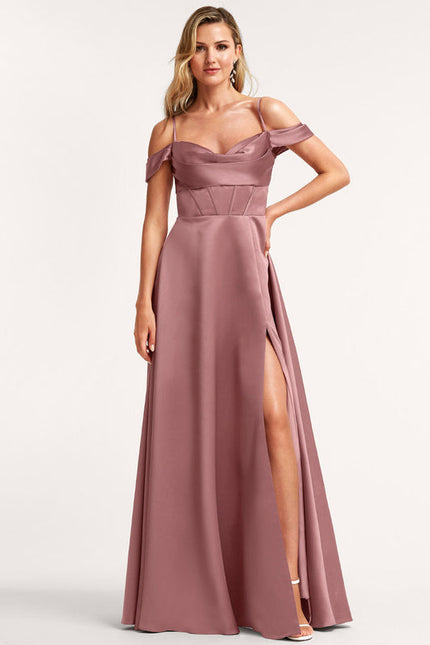 Robe Cérémonie Satin Mauve
