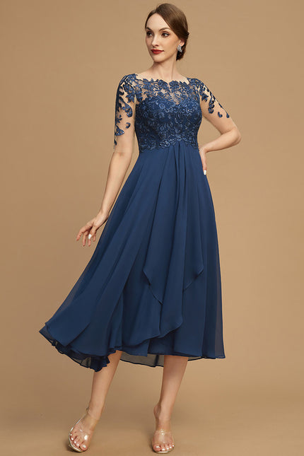 Robe Cérémonie Bleu Nuit Dentelle Élégante - gallery 4