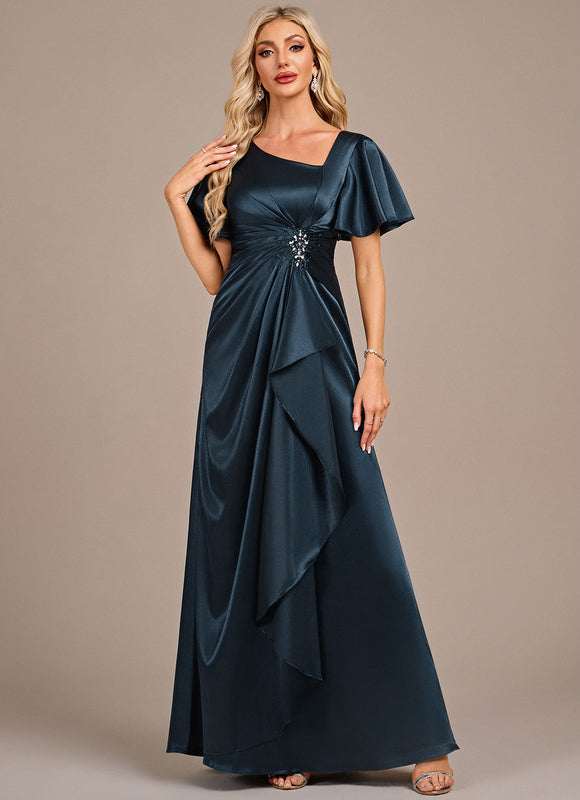 Robe Cérémonie Satin Bleu Nuit - gallery 2