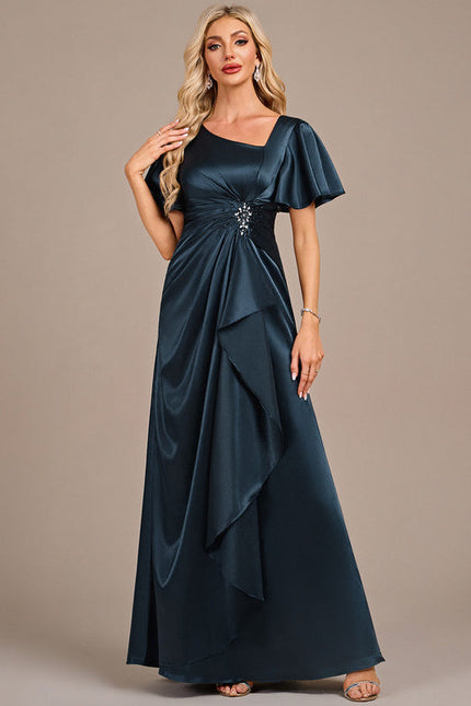 Robe Cérémonie Satin Bleu Nuit - gallery 2