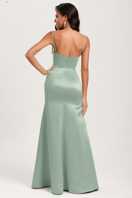 Robe Cérémonie Satin Vert Pâle - gallery 6