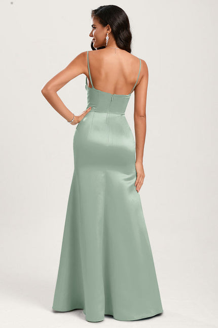 Robe Cérémonie Satin Vert Pâle - gallery 6