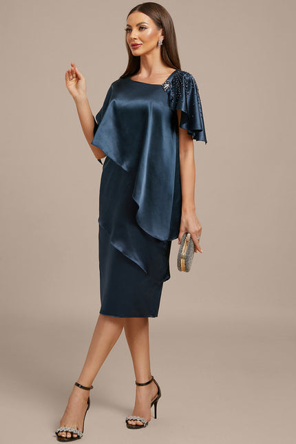 Robe Cérémonie Drapée Marine - gallery 3