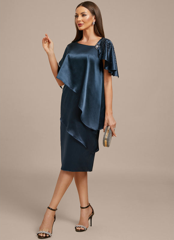Robe Cérémonie Drapée Marine - gallery 3