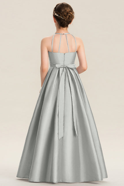 Robe Cérémonie Gris Perle Satin - gallery 5