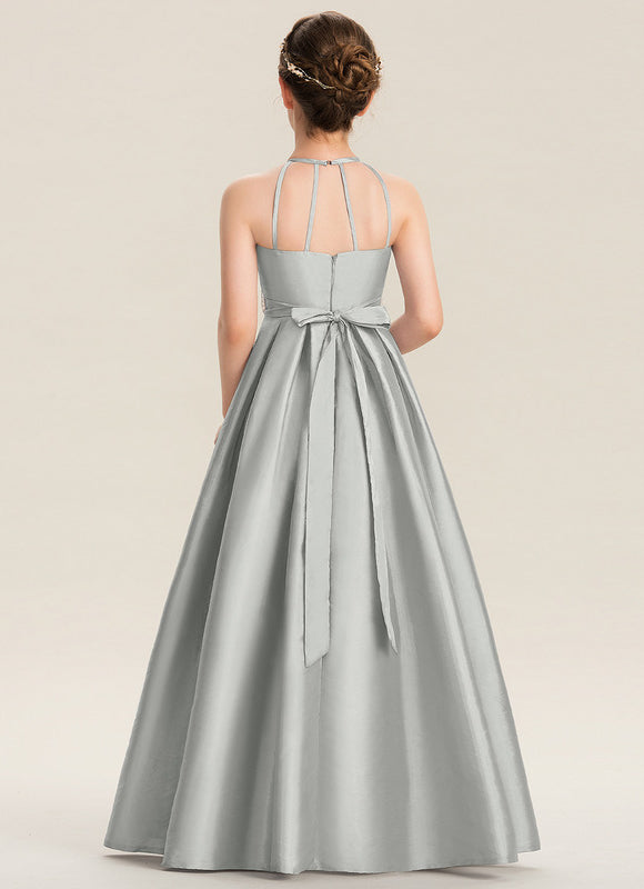 Robe Cérémonie Gris Perle Satin - gallery 5
