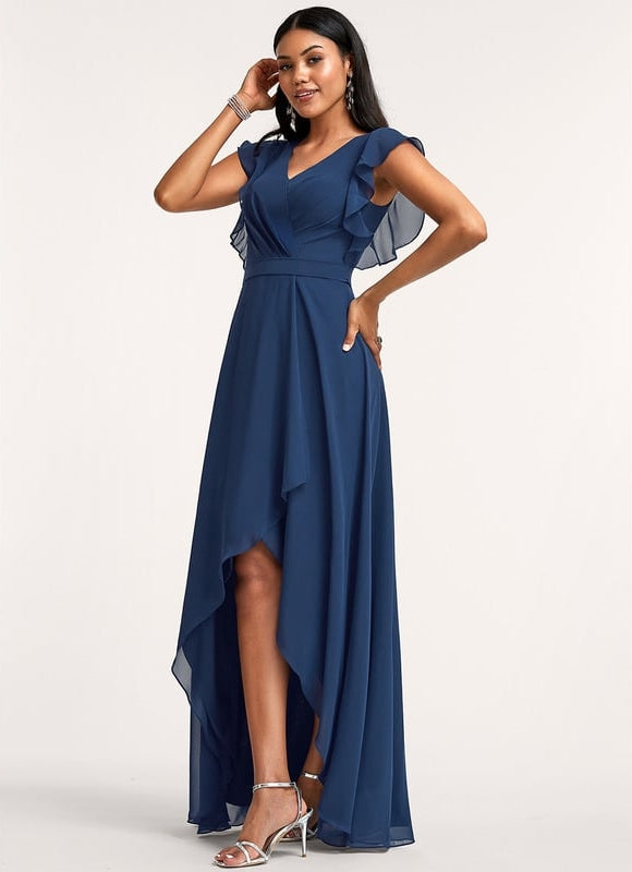 Robe Cérémonie Fluide Marine Élégante