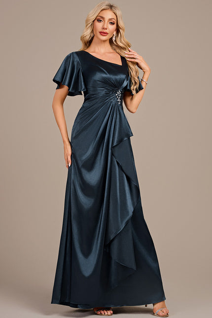 Robe Cérémonie Satin Bleu Nuit - gallery 4