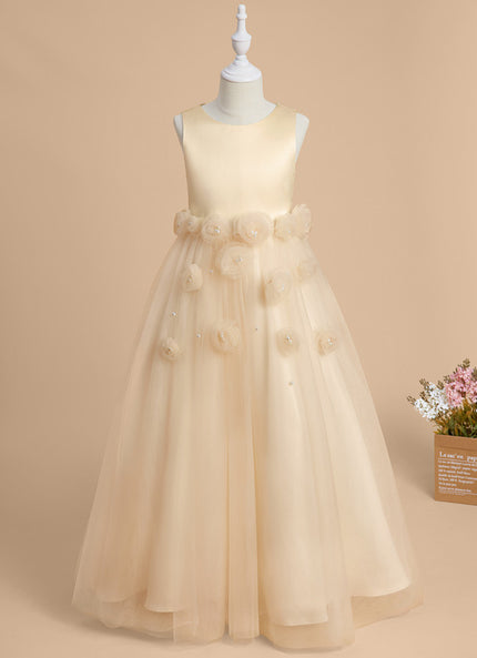 Robe Cérémonie Tulle Florale Ivoire