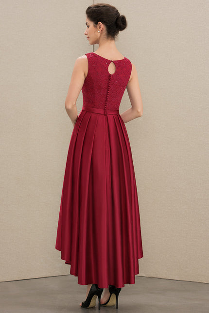 Robe Cérémonie Rouge Satiné Élégant - gallery 1