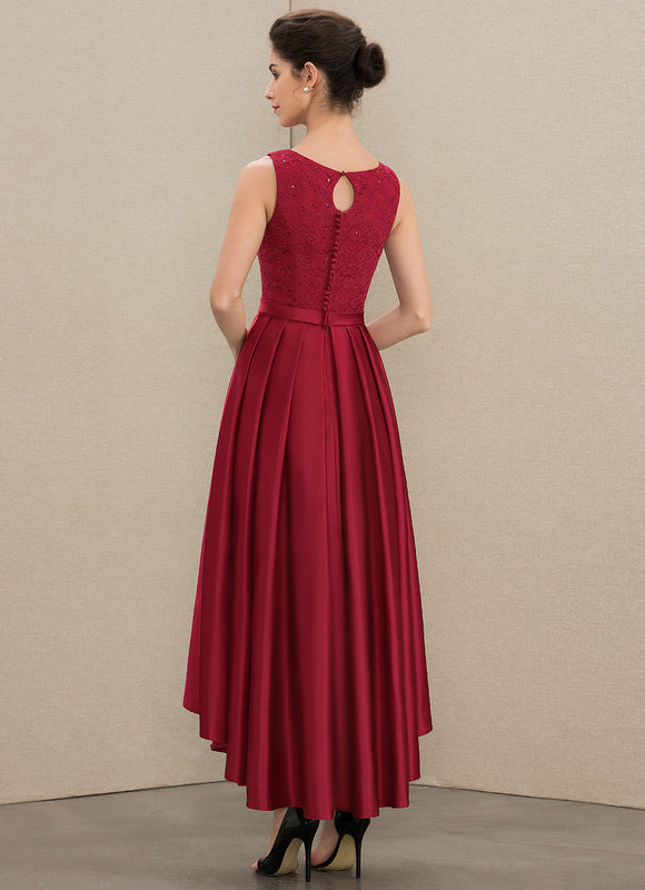 Robe Cérémonie Rouge Satiné Élégant - gallery 1