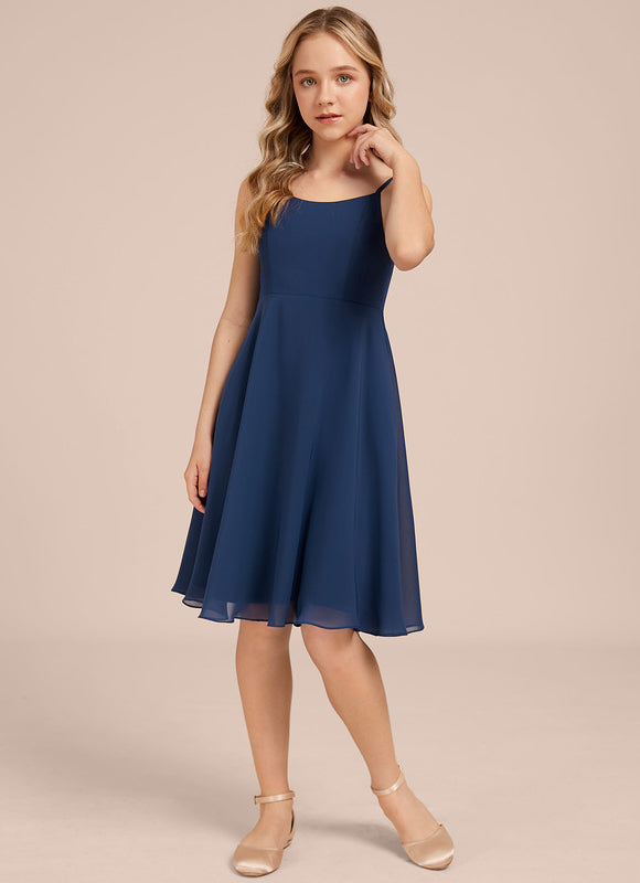 Robe Cérémonie Mousseline Marine Ajustée - gallery 4