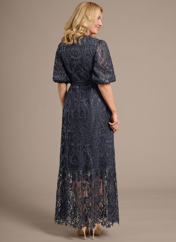 Robe Cérémonie Dentelle Gris Perle - gallery 3