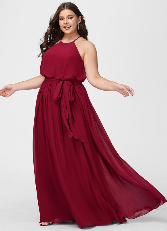 Robe Cérémonie Lilas Mousseline Col Rond - gallery 7