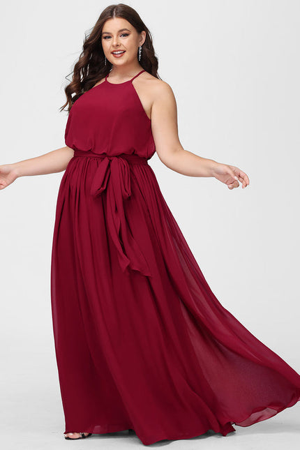 Robe Cérémonie Lilas Mousseline Col Rond - gallery 7