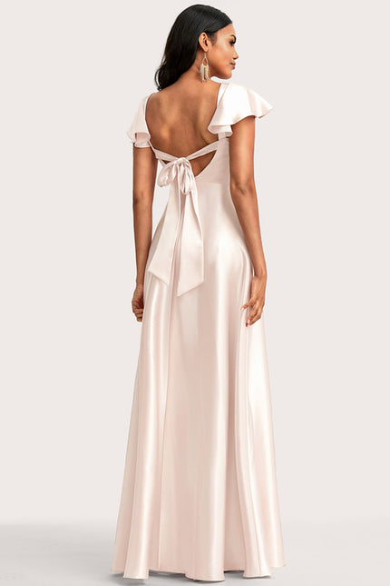 Robe Cérémonie Satin Rose Pâle - gallery 5