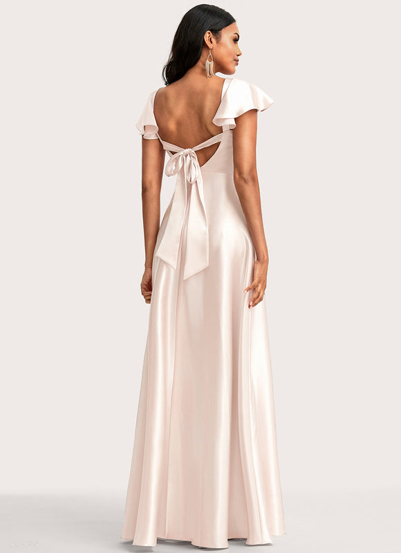 Robe Cérémonie Satin Rose Pâle - gallery 5