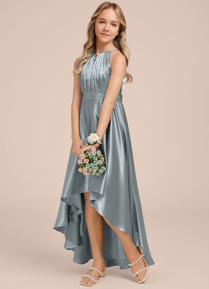 Robe Cérémonie Satinée Asymétrique Marine