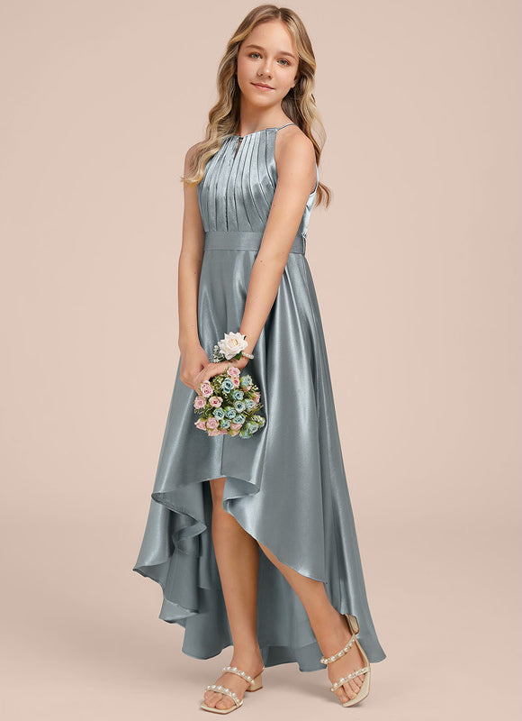 Robe Cérémonie Satinée Asymétrique Marine