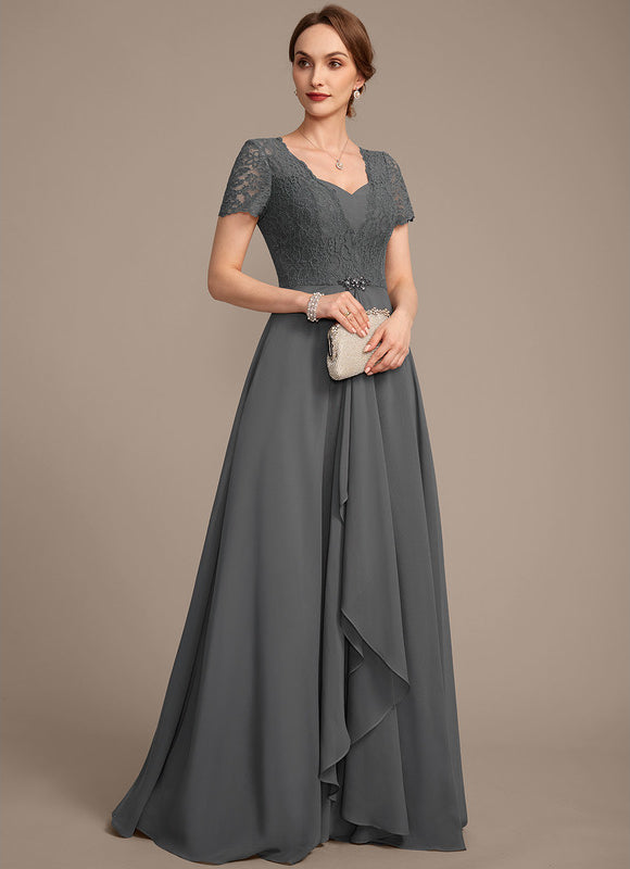 Robe Cérémonie Longue Grise Dentelle - gallery 5