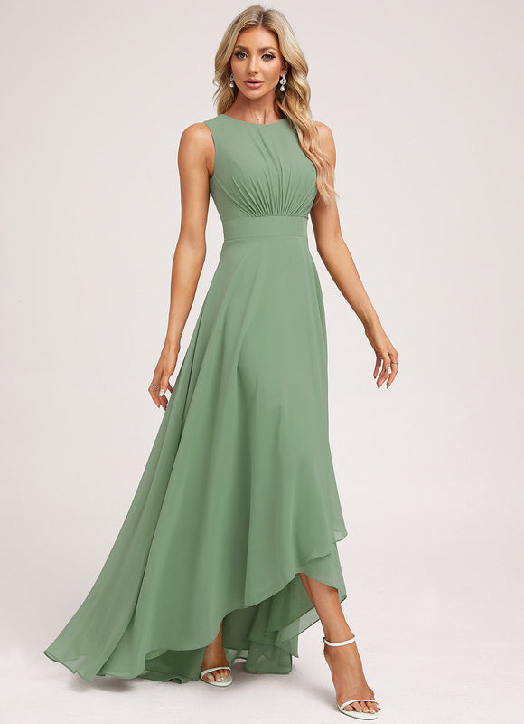 Robe Cérémonie Asymétrique Verte - gallery 3