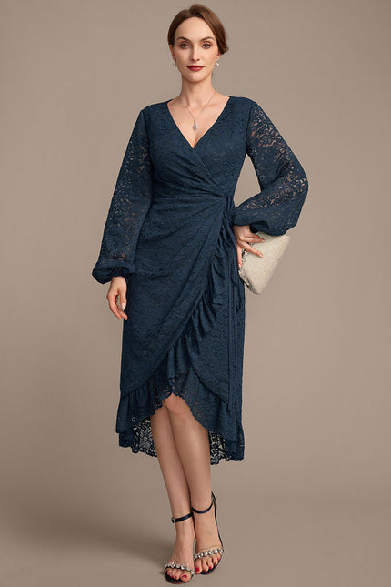 Robe Cérémonie Dentelle Marine Élégante - gallery 1