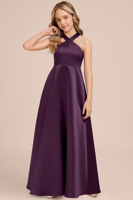 Robe Cérémonie Satin Prune - gallery 4