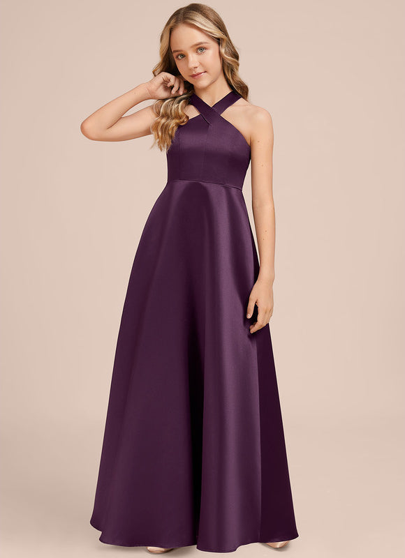 Robe Cérémonie Satin Prune - gallery 4