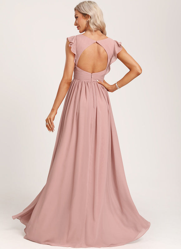 Robe Cérémonie Longue Volants Rose - gallery 2