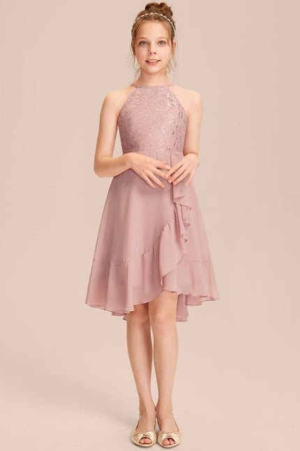 Robe Cérémonie Volants Rose Pâle