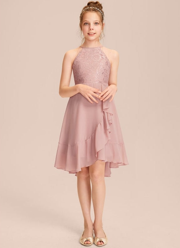 Robe Cérémonie Volants Rose Pâle