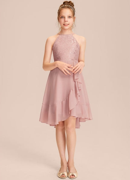 Robe Cérémonie Volants Rose Pâle