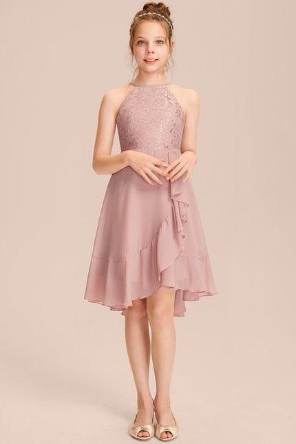 Robe Cérémonie Volants Rose Pâle
