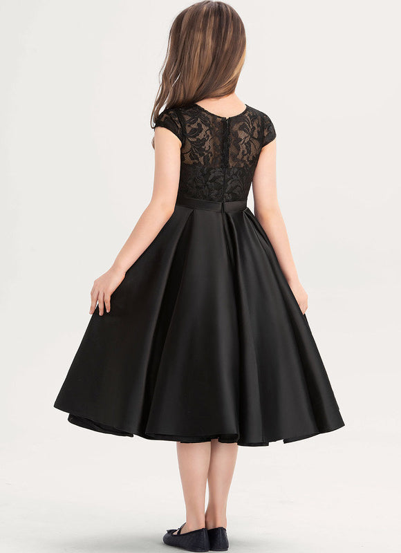 Robe Cérémonie Satin Noir - gallery 3