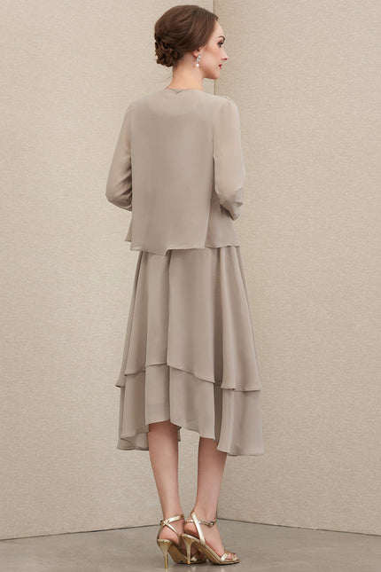 Robe Cérémonie Mousseline Taupe - gallery 3