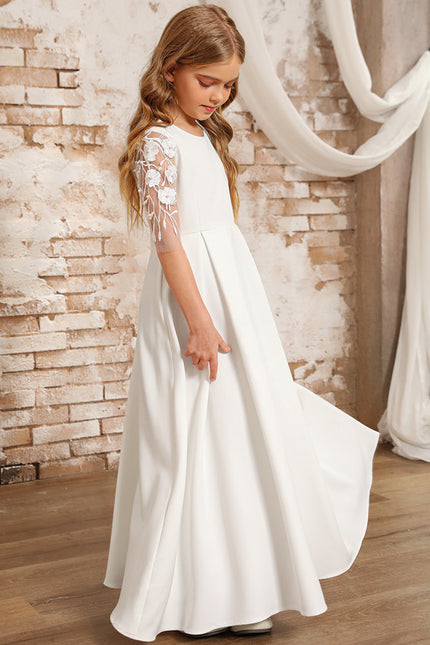 Robe Cérémonie Blanche Fleuri - gallery 5