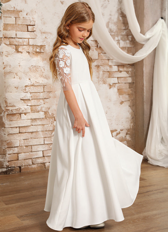 Robe Cérémonie Blanche Fleuri - gallery 5