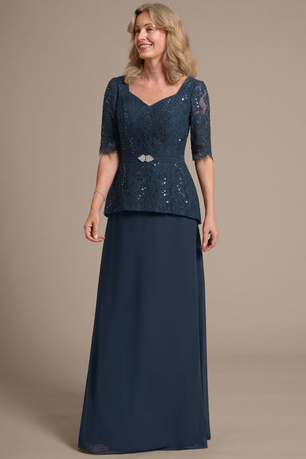Robe Cérémonie Mère Mariée Bleu Nuit - gallery 4