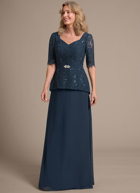 Robe Cérémonie Mère Mariée Bleu Nuit - gallery 4