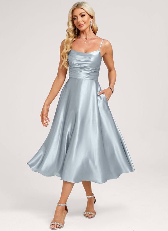 Robe Cérémonie Satinée Ciel - gallery 1