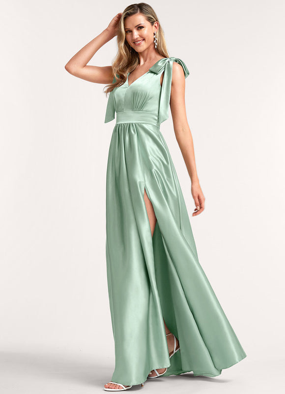 Robe Cérémonie Satin Rose Pâle - gallery 3