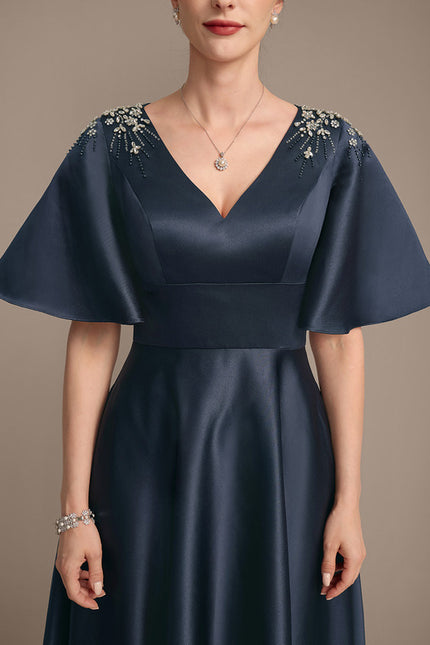 Robe Cérémonie Satin Marine Élégant - gallery 7