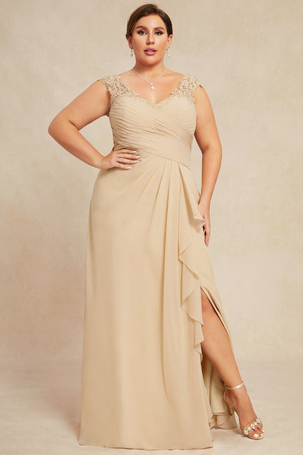 Robe Cérémonie Gris Souris Dentelle Élégante - gallery 4